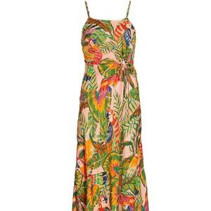 Farm Rio Women’s Macaw Leaves Side Knot Dress